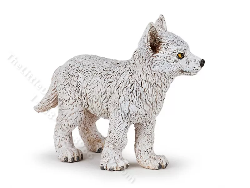 Miniature Oversized Arctic Wolf Cub for Dollhouses
