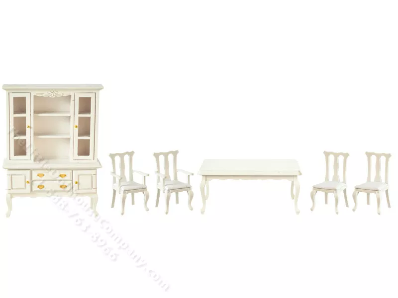 Miniature White Dining Room Set For Dollhouses(6Pc)