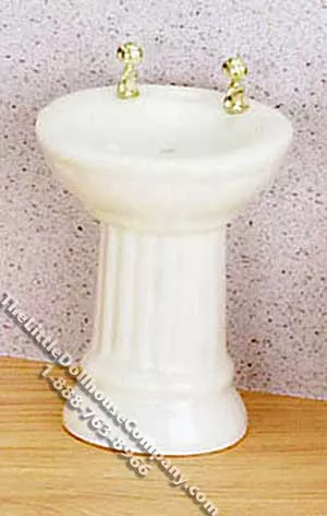 Miniature White Porcelain Bathroom Sink for Dollhouses